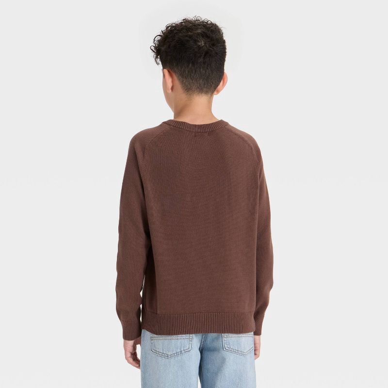 slide 2 of 3, Boys' Solid Pullover Sweater - Cat & Jack™ Brown L, 1 ct