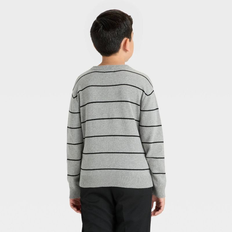 slide 2 of 3, Boys' Striped Pullover Sweater - Cat & Jack™ Gray/Black XS, 1 ct
