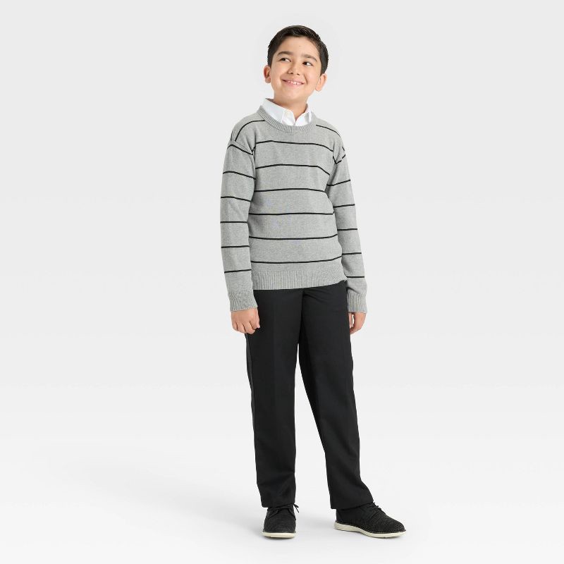 slide 3 of 3, Boys' Striped Pullover Sweater - Cat & Jack™ Gray/Black S, 1 ct