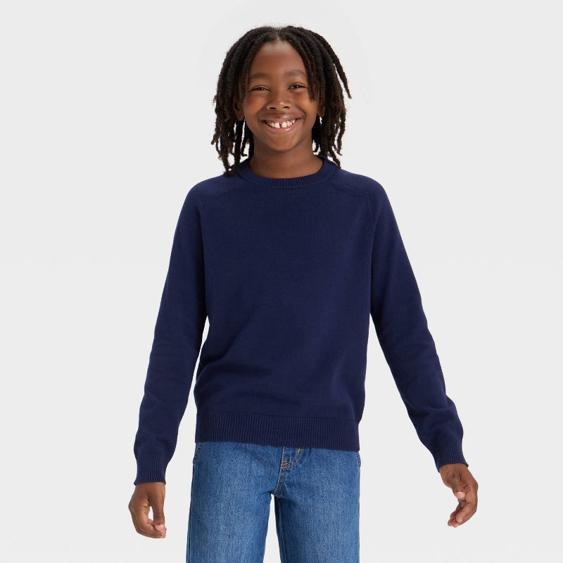 slide 1 of 3, Boys' Solid Pullover Sweater - Cat & Jack™ Navy S, 1 ct