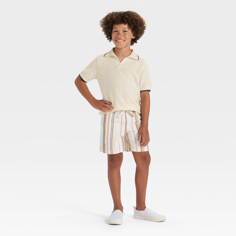 slide 3 of 3, Boys' Short Sleeve Polo Sweater - Cat & Jack™ Cream XL, 1 ct