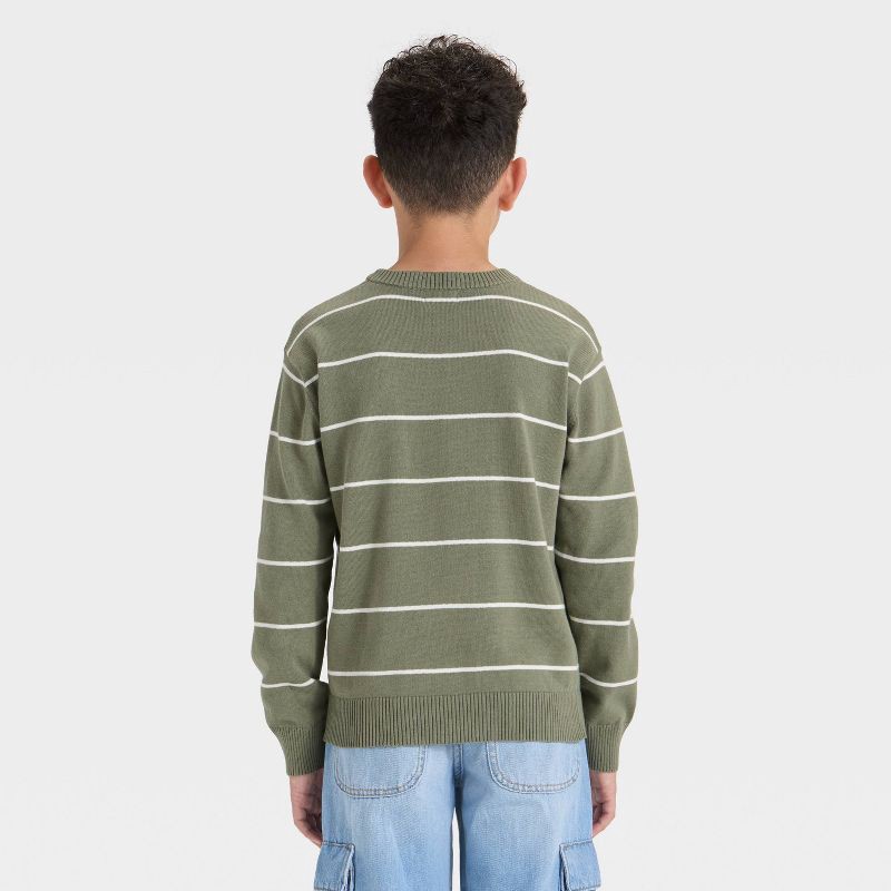slide 2 of 3, Boys' Striped Pullover Sweater - Cat & Jack™ Olive Green/Cream XL, 1 ct