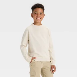 Boys' Solid Pullover Sweater - Cat & Jack™ Oatmeal L