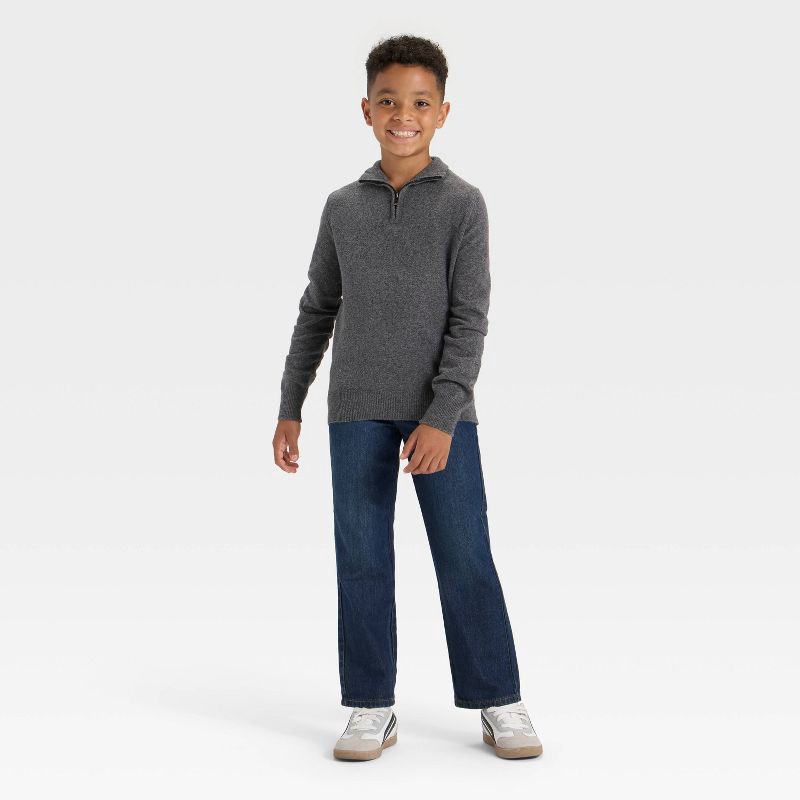 slide 3 of 3, Boys' Quarter Zip Pullover Sweater - Cat & Jack™ Gray S, 1 ct