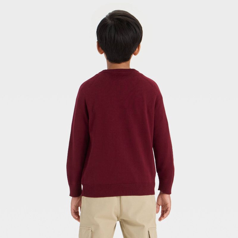 slide 2 of 3, Boys' Solid Pullover Sweater - Cat & Jack™ Burgundy M, 1 ct