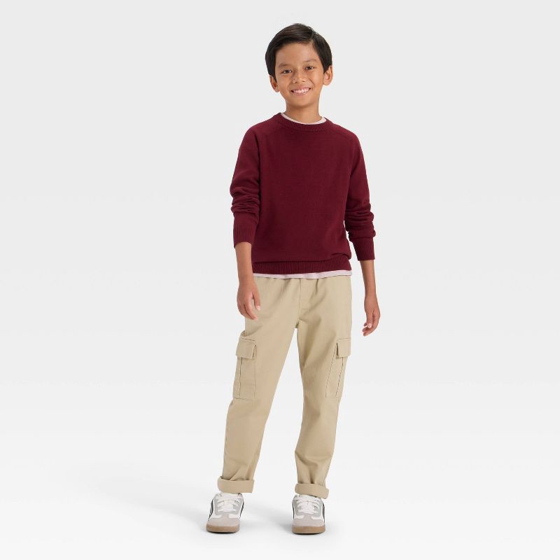 slide 3 of 3, Boys' Solid Pullover Sweater - Cat & Jack™ Burgundy XL, 1 ct