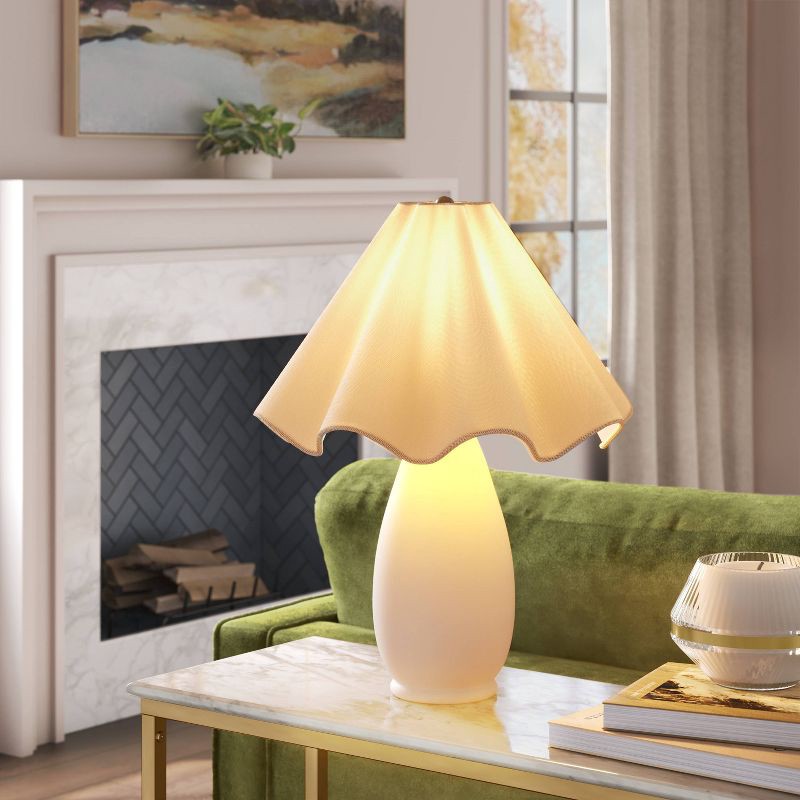 slide 2 of 4, Wavy Shade Collection with Ceramic Base Table Lamp White - Threshold™, 1 ct