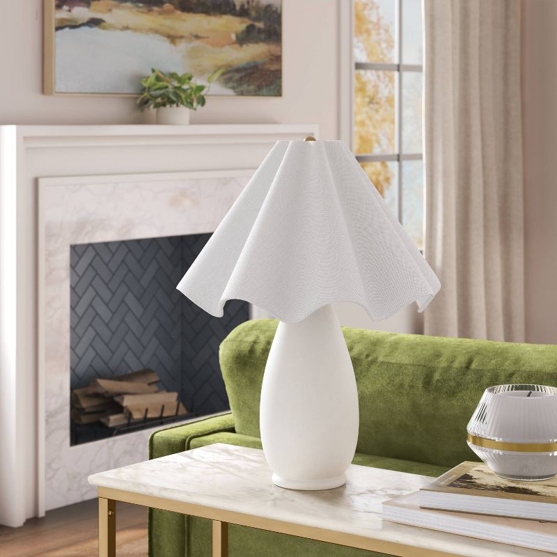 slide 3 of 4, Wavy Shade Collection with Ceramic Base Table Lamp White - Threshold™, 1 ct