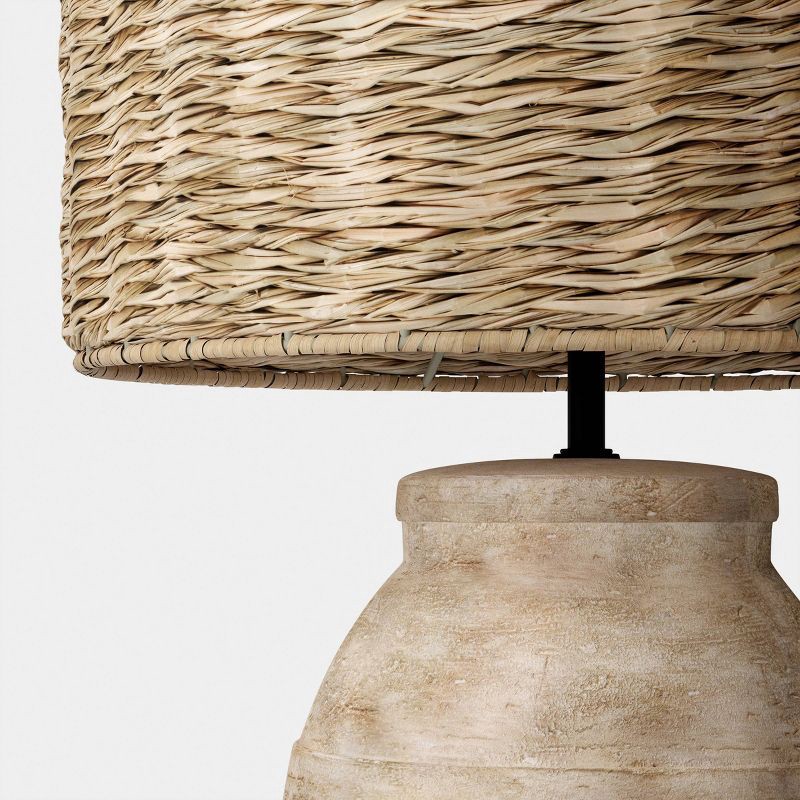 slide 4 of 4, 24"x13" Large Ceramic Table Lamp with Woven Shade Sandstone - Threshold™, 1 ct