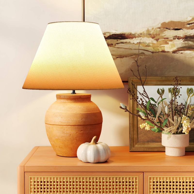slide 2 of 4, 21.25"x17" Large Ceramic Table Lamp Terracotta - Threshold™, 1 ct