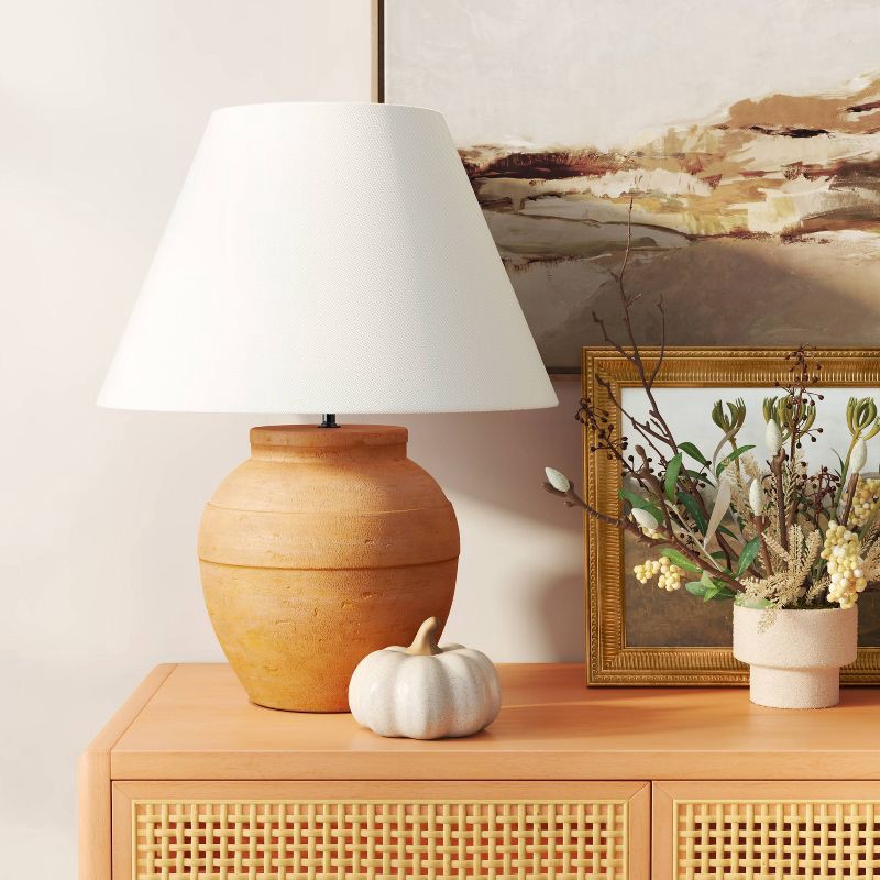 slide 3 of 4, 21.25"x17" Large Ceramic Table Lamp Terracotta - Threshold™, 1 ct