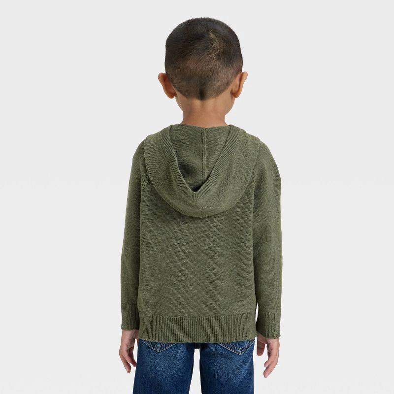 slide 2 of 3, Toddler Boys' Waffle Hooded Sweater - Cat & Jack™ Olive Green 18M, 1 ct