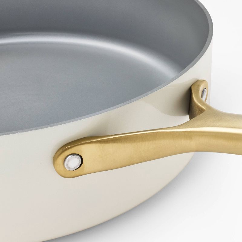 slide 4 of 8, 5qt Nonstick Ceramic Coated Aluminum Saute Pan with Champagne Handle Cream - Figmint™, 5 qt