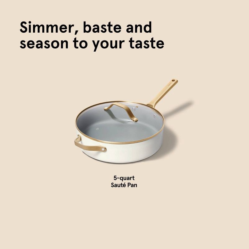slide 8 of 8, 5qt Nonstick Ceramic Coated Aluminum Saute Pan with Champagne Handle Cream - Figmint™, 5 qt