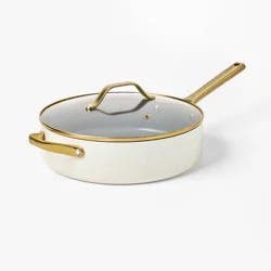 5qt Nonstick Ceramic Coated Aluminum Saute Pan with Champagne Handle Cream - Figmint™