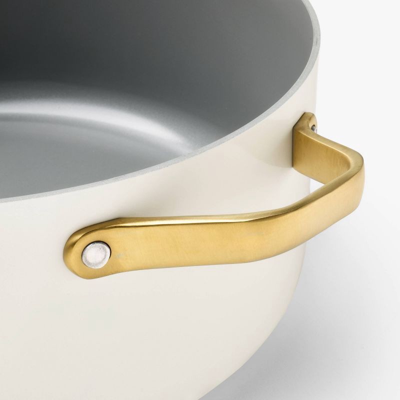 slide 4 of 8, 8qt Nonstick Ceramic Coated Aluminum Wide Stock Pot with Champagne Handle Cream - Figmint, 8 qt