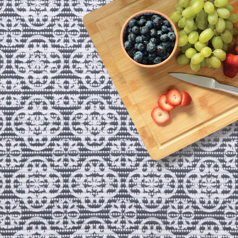 slide 8 of 8, Con-Tact 18"x8' Printed Grip Premium Shelf Liner Mirabella Charcoal, 1 ct