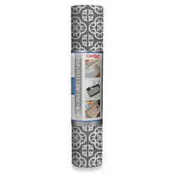 Con-Tact 18"x8' Printed Grip Premium Shelf Liner Mirabella Charcoal