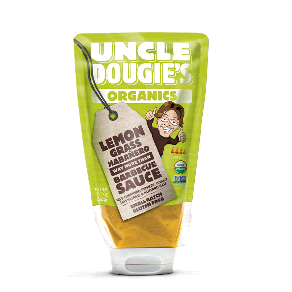 slide 1 of 1, Uncle Dougie's Organic Lemongrass  Habñero BBQ Sauce, 13.5 oz