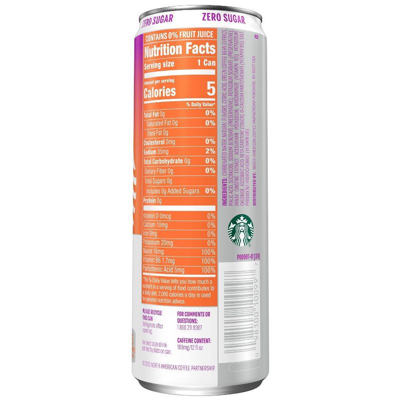 slide 3 of 6, Starbucks RTD Starbucks Iced Tropical Peach Energy Drink - 12 fl oz Can, 12 fl oz