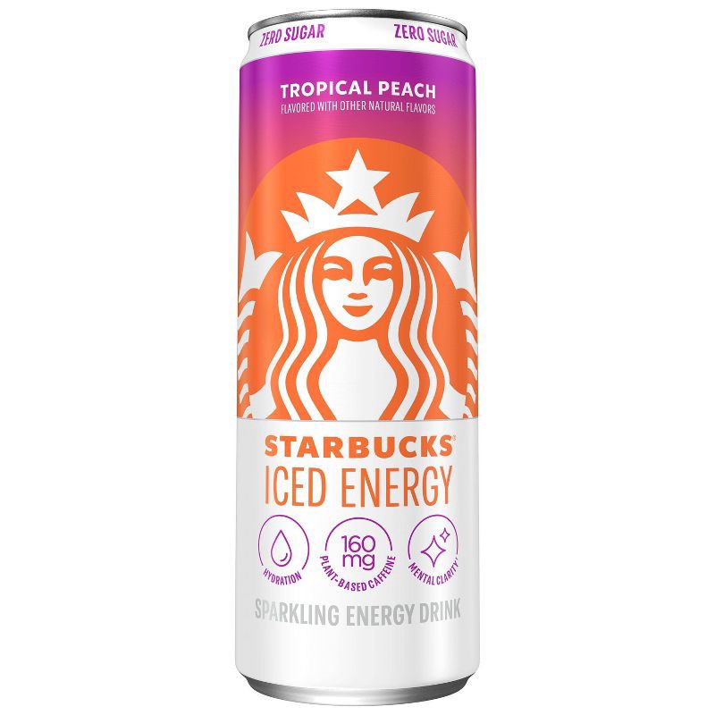 slide 1 of 6, Starbucks RTD Starbucks Iced Tropical Peach Energy Drink - 12 fl oz Can, 12 fl oz
