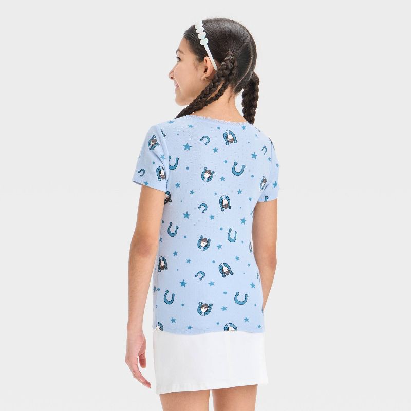 slide 2 of 3, Girls' Squishmallows Pointelle Short Sleeve T-Shirt - Blue XS: Cotton-Polyester Blend, Graphic Tee, 1 ct