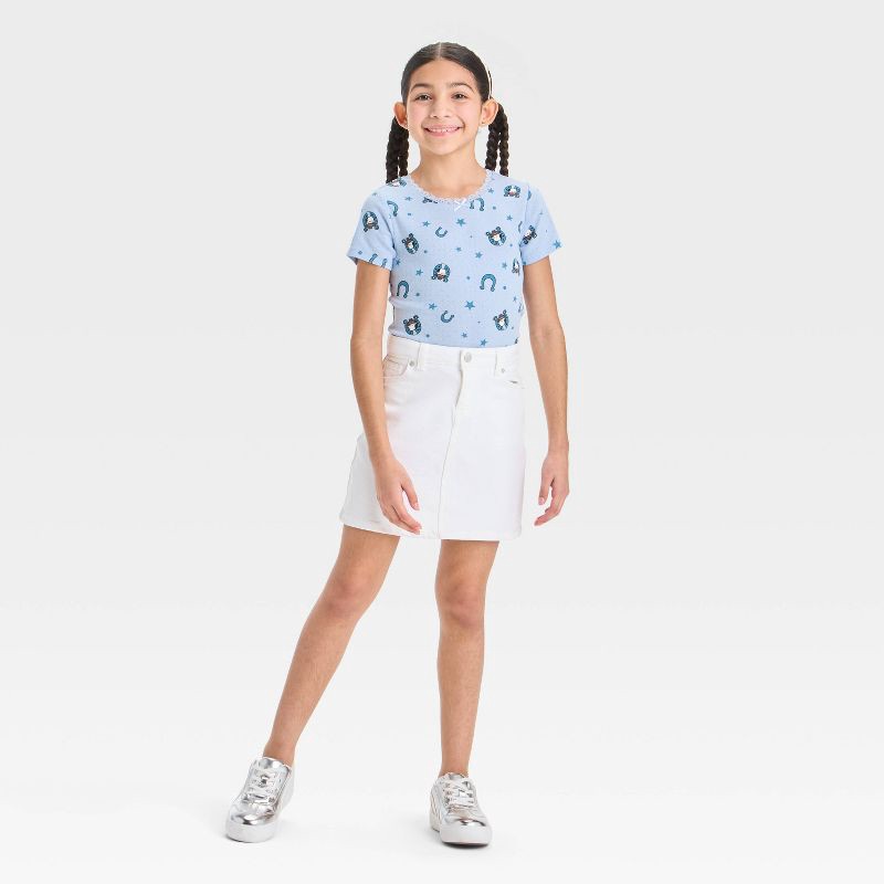 slide 3 of 3, Girls' Squishmallows Pointelle Short Sleeve T-Shirt - Blue XS: Cotton-Polyester Blend, Graphic Tee, 1 ct