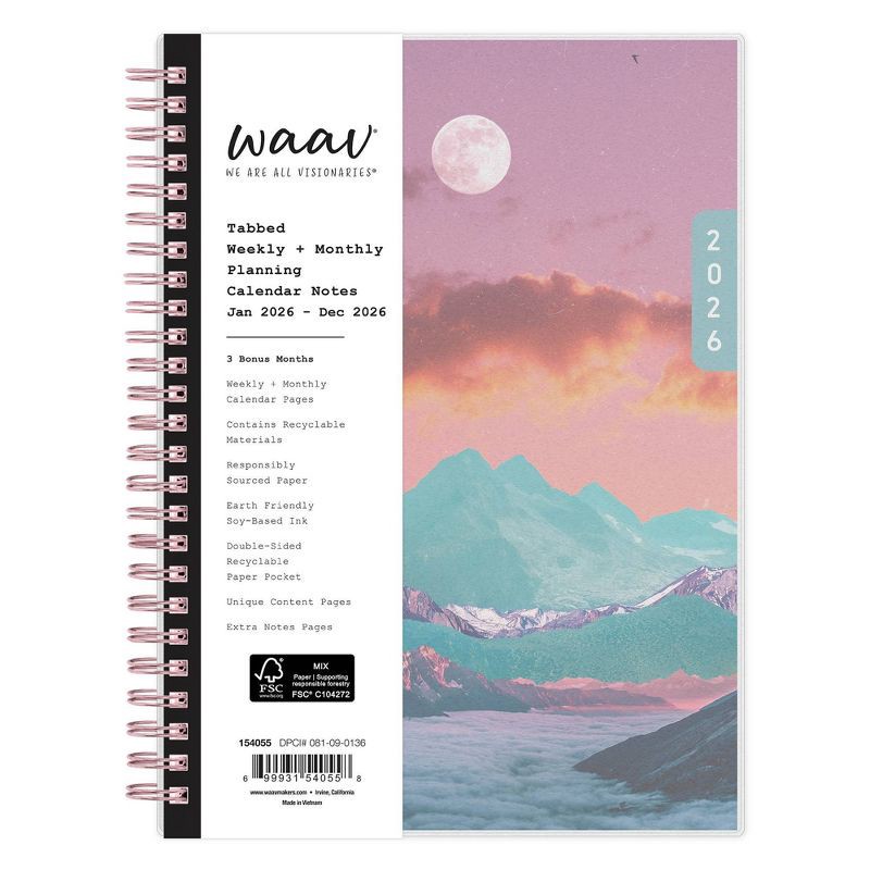 slide 3 of 13, Blue Sky WAAV 2026 Weekly/Monthly Planning Calendar and Notes 5.875"X8.625" Laura Frosted, 1 ct
