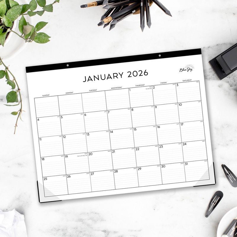 slide 2 of 3, Blue Sky 2026 Monthly Desk Pad Planning Calendar 22"x17" Standard Black and White, 1 ct