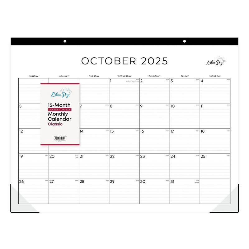 slide 3 of 3, Blue Sky 2026 Monthly Desk Pad Planning Calendar 22"x17" Standard Black and White, 1 ct