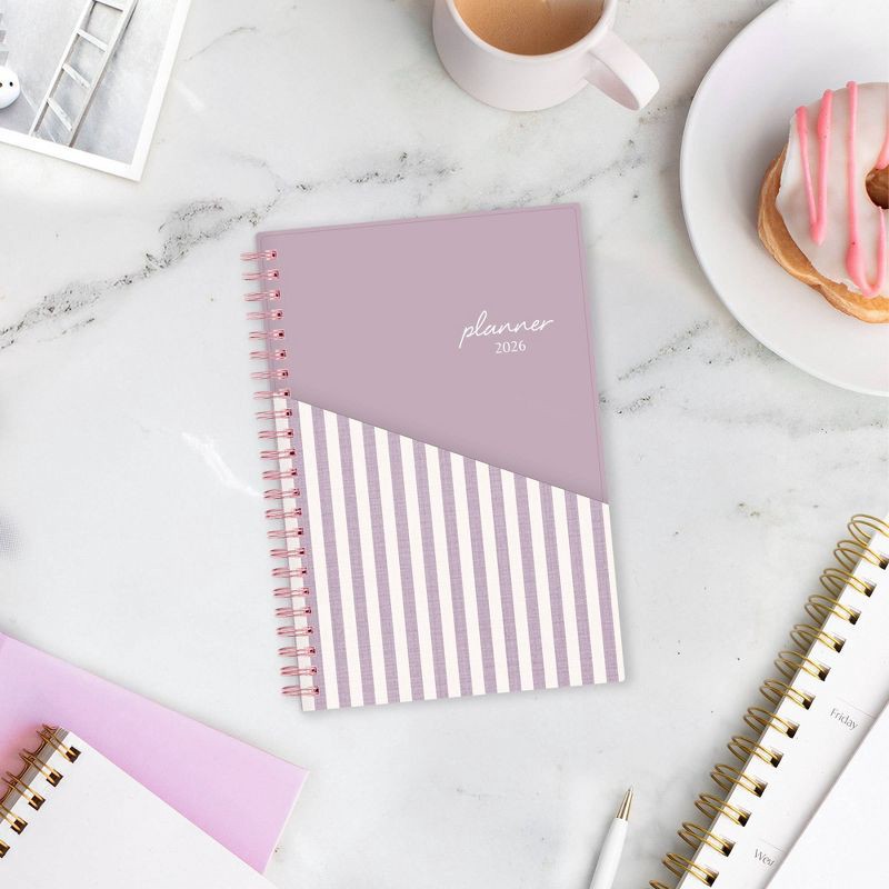 slide 2 of 11, Blue Sky 2026 Weekly/Monthly Planning Calendar Stripe 5"x8" Block Purple with Double Pockets, 1 ct