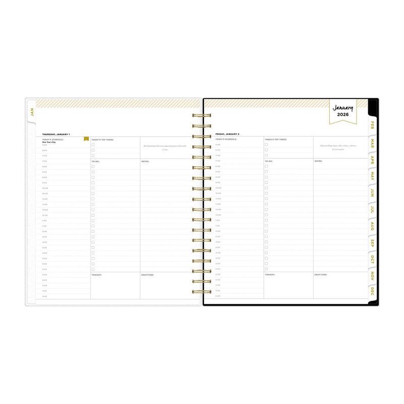 slide 5 of 14, Blue Sky Day Designer 2026 Daily/Monthly Planning Calendar 8"x10" Rugby Stripe Black Frosted, 1 ct