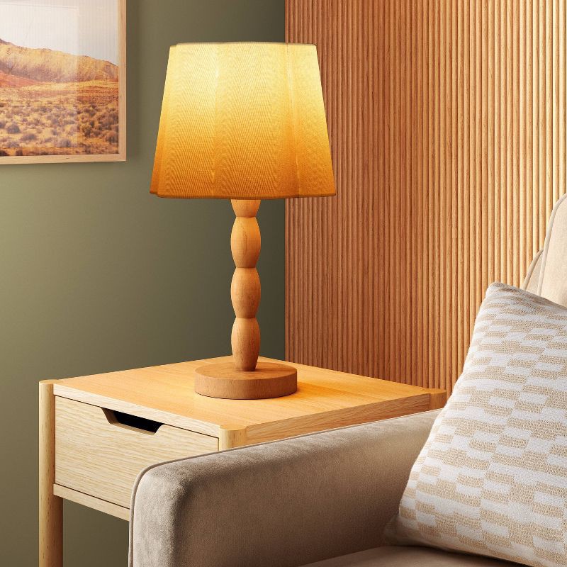slide 2 of 4, Turned Wood Table Lamp with Scalloped Shade - Room Essentials™, 1 ct