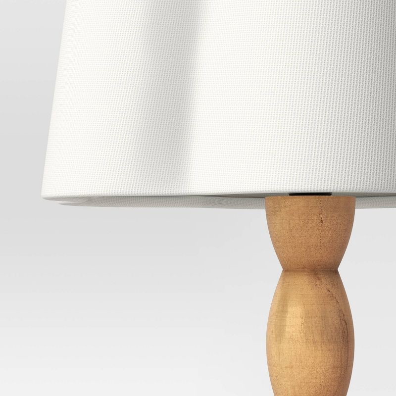 slide 4 of 4, Turned Wood Table Lamp with Scalloped Shade - Room Essentials™, 1 ct