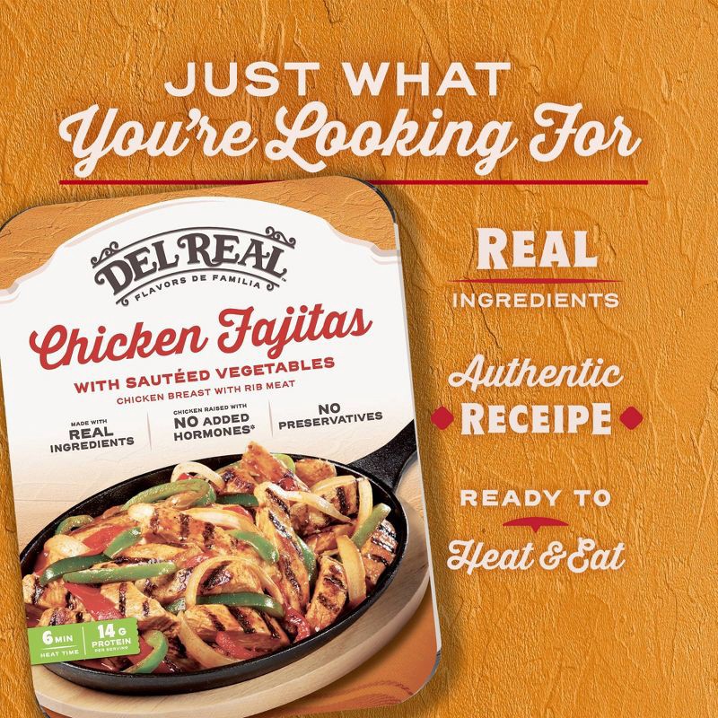 slide 3 of 7, Del Real Foods Chicken Breast Fajitas with Peppers & Onions - 18oz, 18 oz