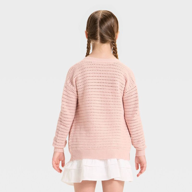slide 2 of 3, Girls' Pointelle Cardigan - Cat & Jack™ Light Mauve XL, 1 ct