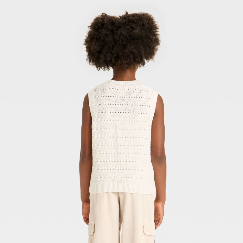 slide 2 of 3, Girls' Button-Front Sweater Vest - Cat & Jack™ Cream XS, 1 ct