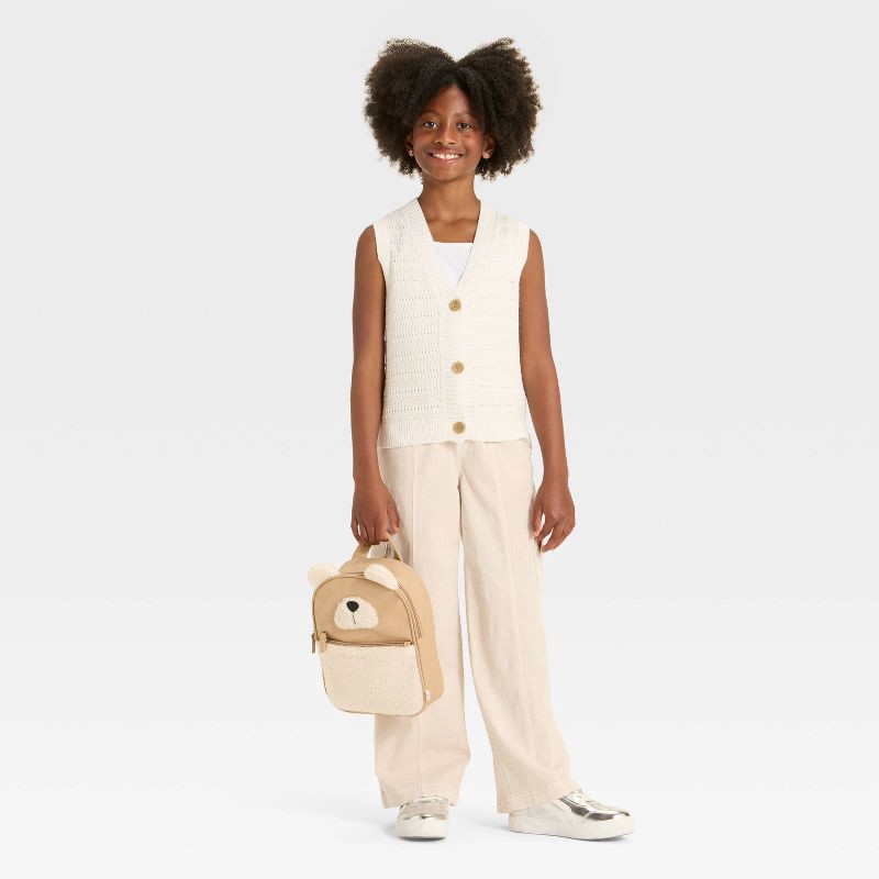 slide 3 of 3, Girls' Button-Front Sweater Vest - Cat & Jack™ Cream XS, 1 ct