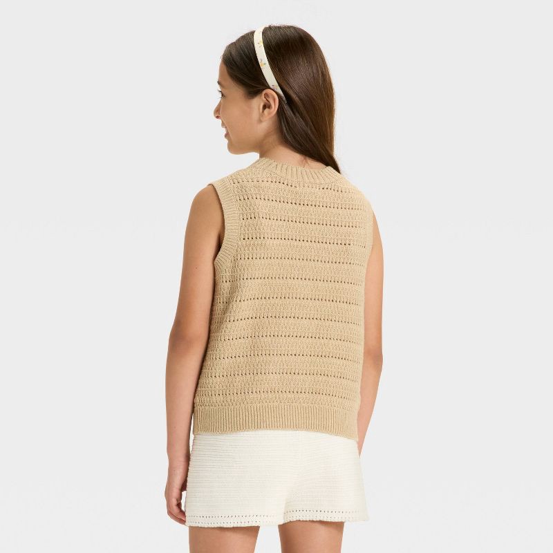 slide 3 of 3, Girls' Button-Front Sweater Vest - Cat & Jack™ Heather Beige XS, 1 ct