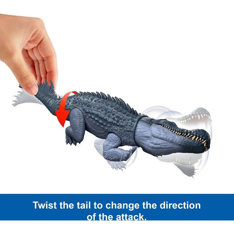 slide 3 of 6, Jurassic World Rebirth Gigantic Thrashers Purussaurus Dinosaur Figure Toy, Tail Activated Attack, 1 ct