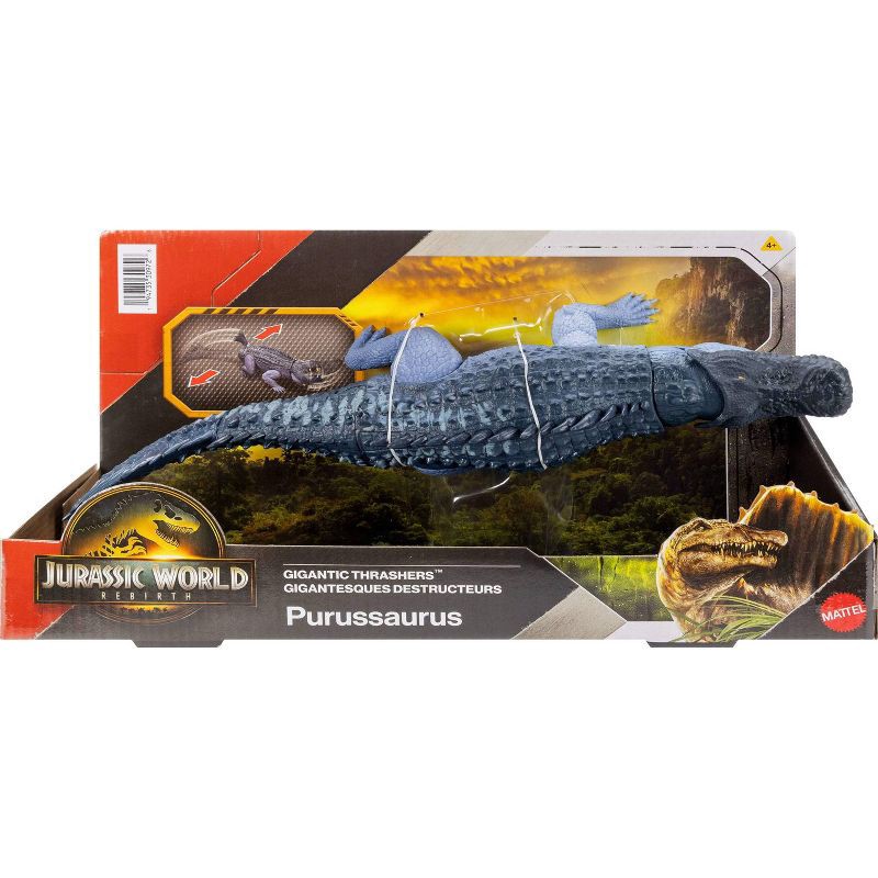 slide 6 of 6, Jurassic World Rebirth Gigantic Thrashers Purussaurus Dinosaur Figure Toy, Tail Activated Attack, 1 ct