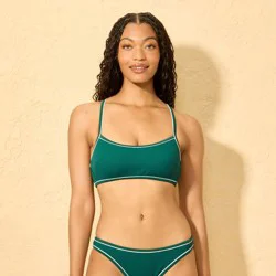 Women's Racerback Piping Bralette Bikini Top - Shade & Shore™ Green XS