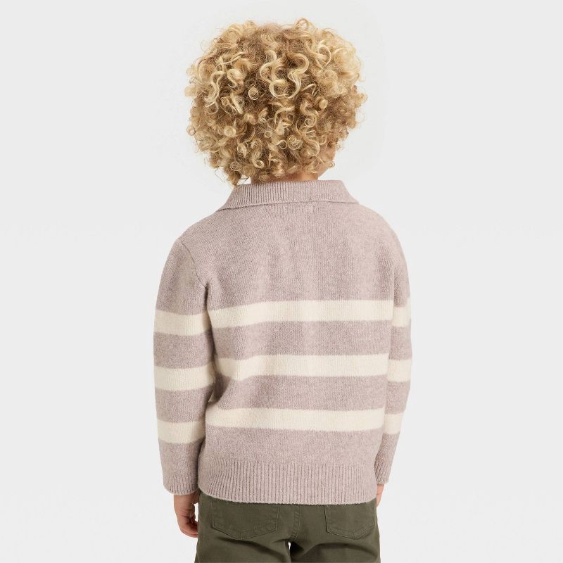 slide 2 of 3, Toddler Boys' Striped V-Neck Sweater - Cat & Jack™ Khaki 4T, 1 ct