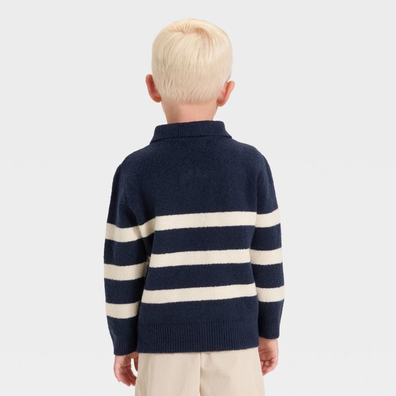 slide 2 of 3, Toddler Boys' Striped V-Neck Sweater - Cat & Jack™ Navy Blue 3T, 1 ct