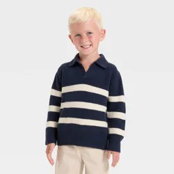 Toddler Boys' Striped V-Neck Sweater - Cat & Jack™ Navy Blue 3T