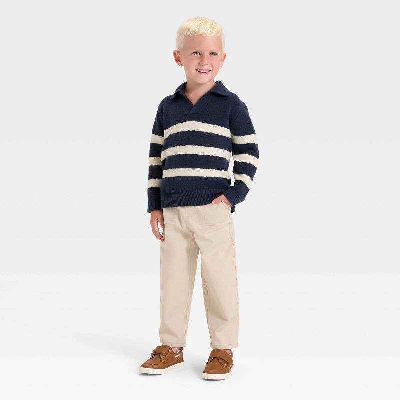 slide 3 of 3, Toddler Boys' Striped V-Neck Sweater - Cat & Jack™ Navy Blue 4T, 1 ct