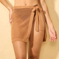 Women's Crochet Cover Up Sarong - Shade & Shore™ Brown L