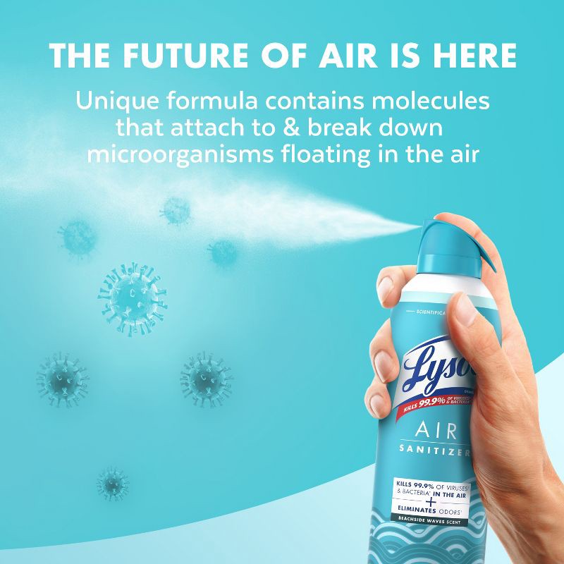 slide 5 of 8, Lysol Aerosol Air Sanitizer - Beachside Waves - 10oz, 10 oz