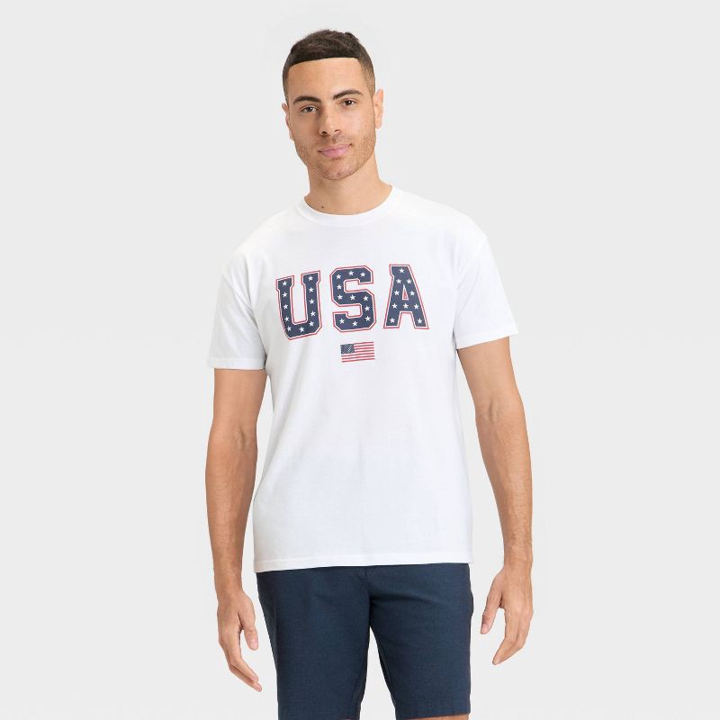 slide 1 of 3, Men's USA Flag T-Shirt - Goodfellow & Co™ White L, 1 ct