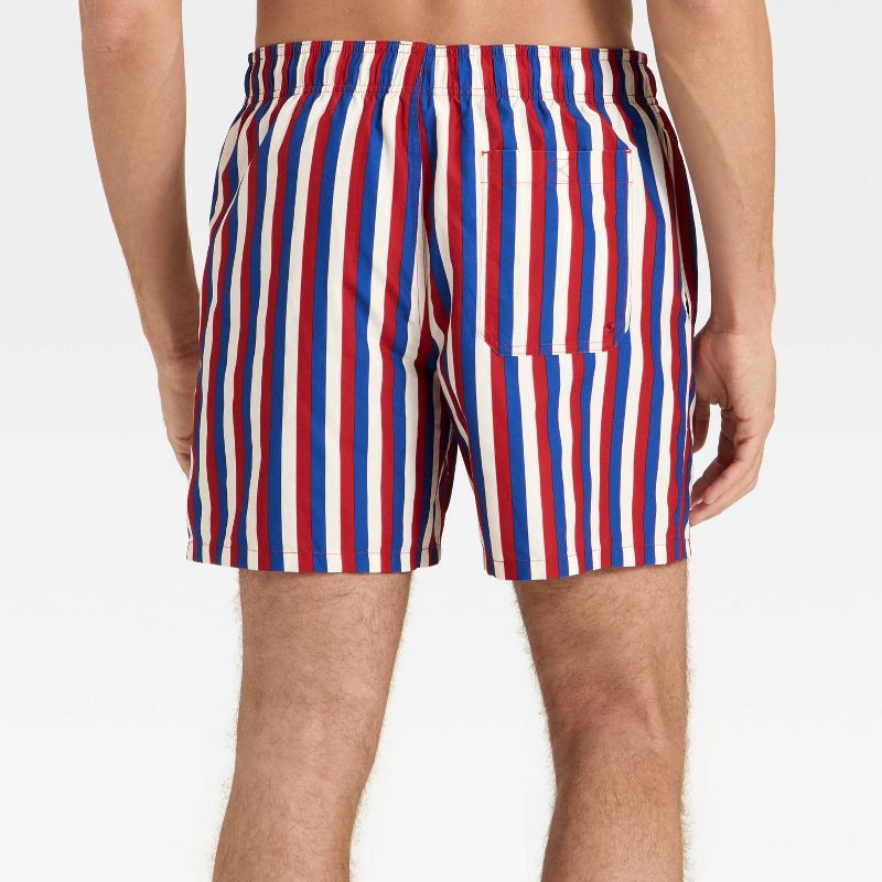 slide 2 of 3, Men's Great American Summer Striped 6" Swim Trunks - Goodfellow & Co™ Red/White/Blue XXL, 1 ct